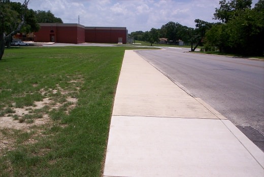Sidewalk at school where she chased the lab 85 feet